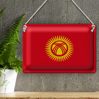 Blechschild Flagge Kirgisistan 30x20cm Flag of Kyrgyzstan