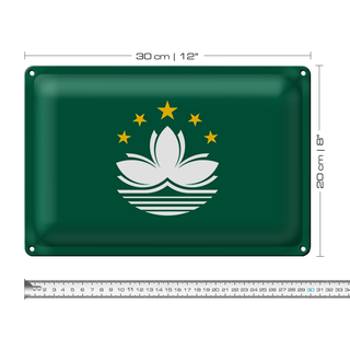 Blechschild Flagge Macau 30x20cm Flag of Macau