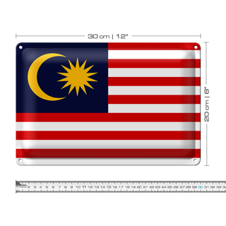 Blechschild Flagge Malaysia 30x20cm Flag of Malaysia