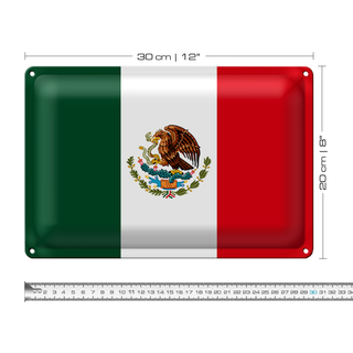 Blechschild Flagge Mexiko 30x20cm Flag of Mexico