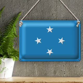 Blechschild Flagge Mikronesien 30x20cm Flag Micronesia