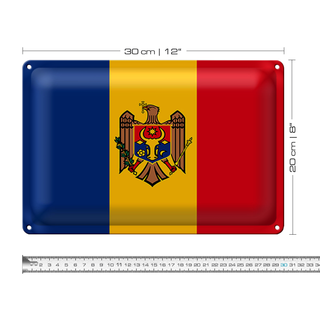 Blechschild Flagge Moldau 30x20cm Flag of Moldova
