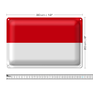 Blechschild Flagge Monaco 30x20cm Flag of Monaco