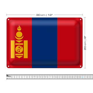 Blechschild Flagge Mongolei 30x20cm Flag of Mongolia