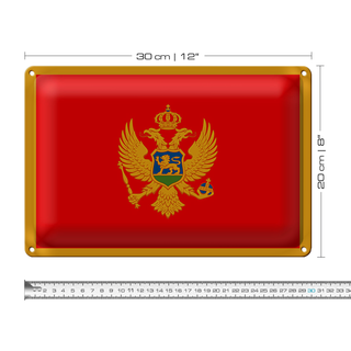 Blechschild Flagge Montenegro 30x20cm Flag of Montenegro