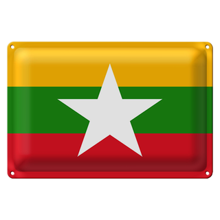 Blechschild Flagge Myanmar 30x20cm Flag of Myanmar