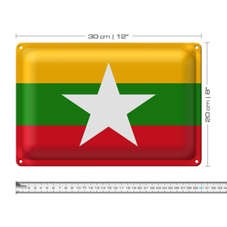 Blechschild Flagge Myanmar 30x20cm Flag of Myanmar