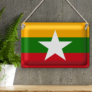 Blechschild Flagge Myanmar 30x20cm Flag of Myanmar