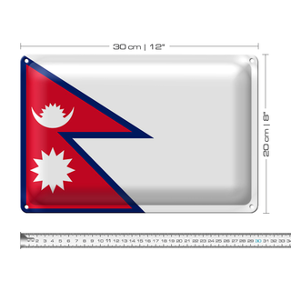 Blechschild Flagge Nepal 30x20cm Flag of Nepal