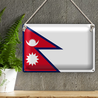 Blechschild Flagge Nepal 30x20cm Flag of Nepal