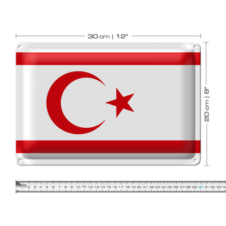 Blechschild Flagge Nordzypern 30x20cm Flag Northern Cyprus