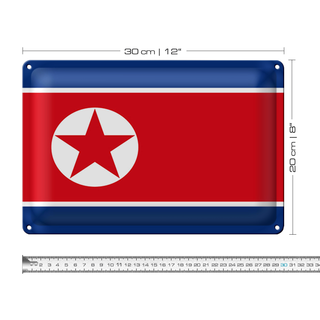 Blechschild Flagge Nordkorea 30x20cm Flag of North Korea