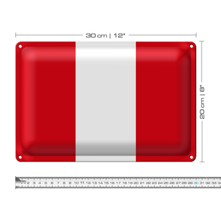 Blechschild Flagge Peru 30x20cm Flag of Peru