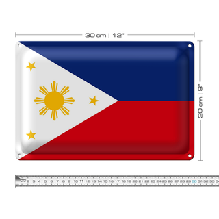 Blechschild Flagge Philippinen 30x20cm Flag of Philippines