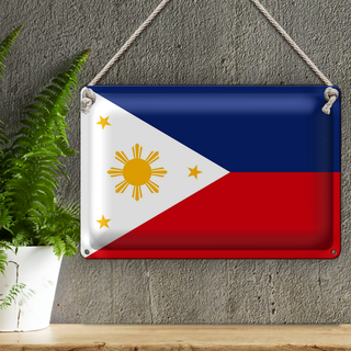 Blechschild Flagge Philippinen 30x20cm Flag of Philippines