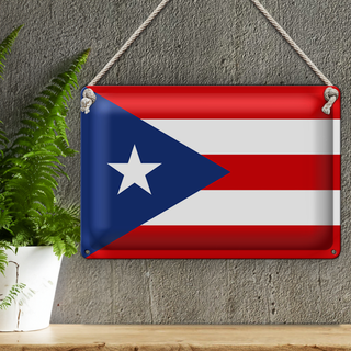Blechschild Flagge Puerto Ricos 30x20cm Flag of Puerto Rico