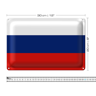 Blechschild Flagge Russland 30x20cm Flag of Russia