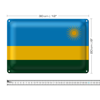 Blechschild Flagge Ruanda 30x20cm Flag of Rwanda