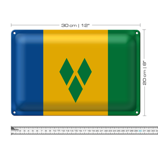 Blechschild Flagge Saint Vincent und Grenadinen 30x20cm