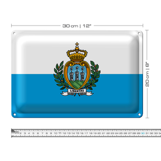 Blechschild Flagge San Marino 30x20cm Flag of San Marino