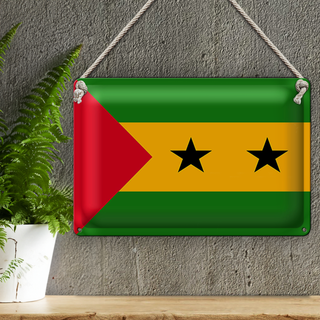Blechschild Flagge São Tomé und Príncipe 30x20cm São Tomé