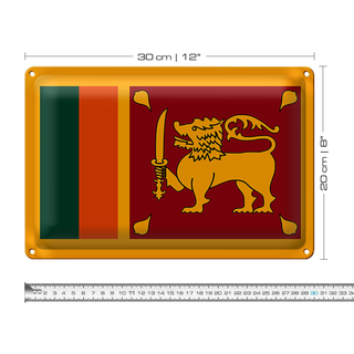 Blechschild Flagge Sri Lankas 30x20cm Flag of Sri Lanka