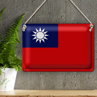Blechschild Flagge China 30x20cm Flag of Taiwan