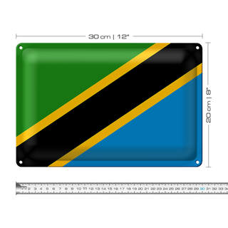 Blechschild Flagge Tansania 30x20cm Flag of Tanzania