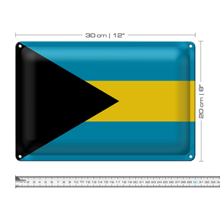 Blechschild Flagge Bahamas 30x20cm Flag of the Bahamas