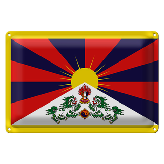Blechschild Flagge Tibet 30x20cm Flag of Tibet
