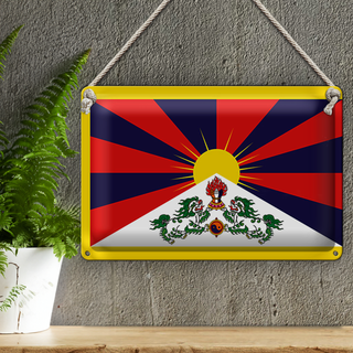 Blechschild Flagge Tibet 30x20cm Flag of Tibet