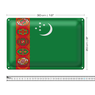 Blechschild Flagge Turkmenistan 30x20cm Flag Turkmenistan