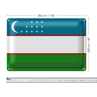 Blechschild Flagge Usbekistan 30x20cm Flag of Uzbekistan
