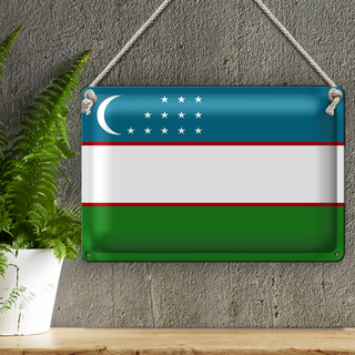 Blechschild Flagge Usbekistan 30x20cm Flag of Uzbekistan
