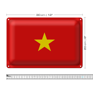 Blechschild Flagge Vietnam 30x20cm Flag of Vietnam
