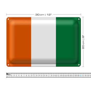Blechschild Flagge Elfenbeinküste 30x20cm Flag Ivory Coast