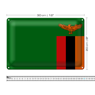 Blechschild Flagge Sambia 30x20cm Flag of Zambia