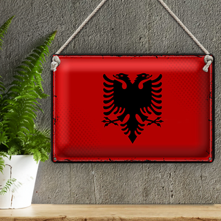 Blechschild Flagge Albanien 30x20cm Retro Flag Albania