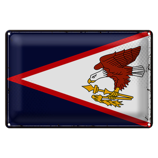 Blechschild Flagge 30x20cm Retro Flag of American Samoa