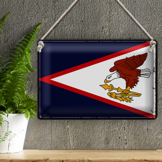 Blechschild Flagge 30x20cm Retro Flag of American Samoa