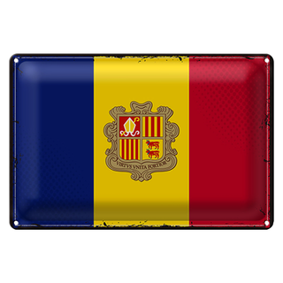 Blechschild Flagge Andorra 30x20cm Retro Flag of Andora