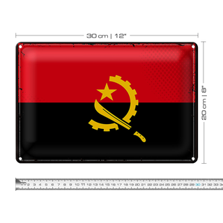 Blechschild Flagge Angola 30x20cm Retro Flag of Angola