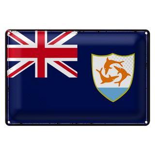 Blechschild Flagge Anguilla 30x20cm Retro Flag of Anguilla