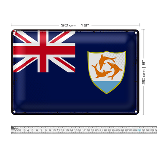Blechschild Flagge Anguilla 30x20cm Retro Flag of Anguilla