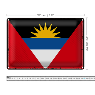 Blechschild Flagge Antigua und Barbuda 30x20cm Retro Flag