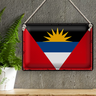 Blechschild Flagge Antigua und Barbuda 30x20cm Retro Flag
