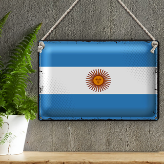 Blechschild Flagge Argentinien 30x20cm Retro Flag Argentina