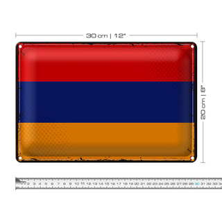 Blechschild Flagge Armenien 30x20cm Retro Flag of Armenia