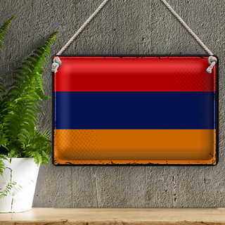 Blechschild Flagge Armenien 30x20cm Retro Flag of Armenia