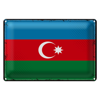Blechschild Flagge Aserbaidschan 30x20cm Retro Azerbaijan